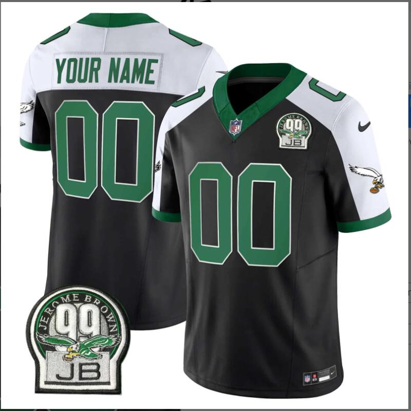 Men 2024 Nike NFL Philadelphia EaglesJerome Brown Patch Kelly Green Alternate Custom Jersey->customized nfl jersey->Custom Jersey
